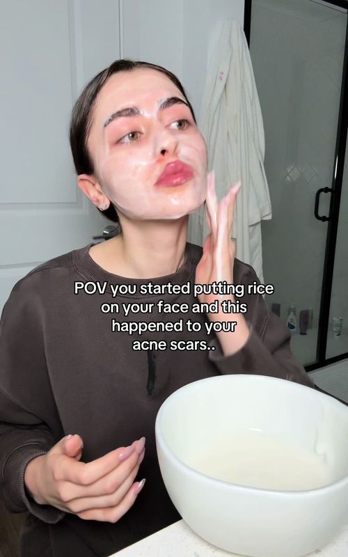 POV you started putting rice on your face and this happened to your acne scars..